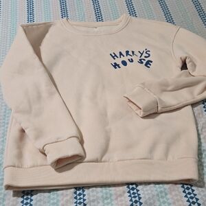 Cream Sweatshirt with Blue Text